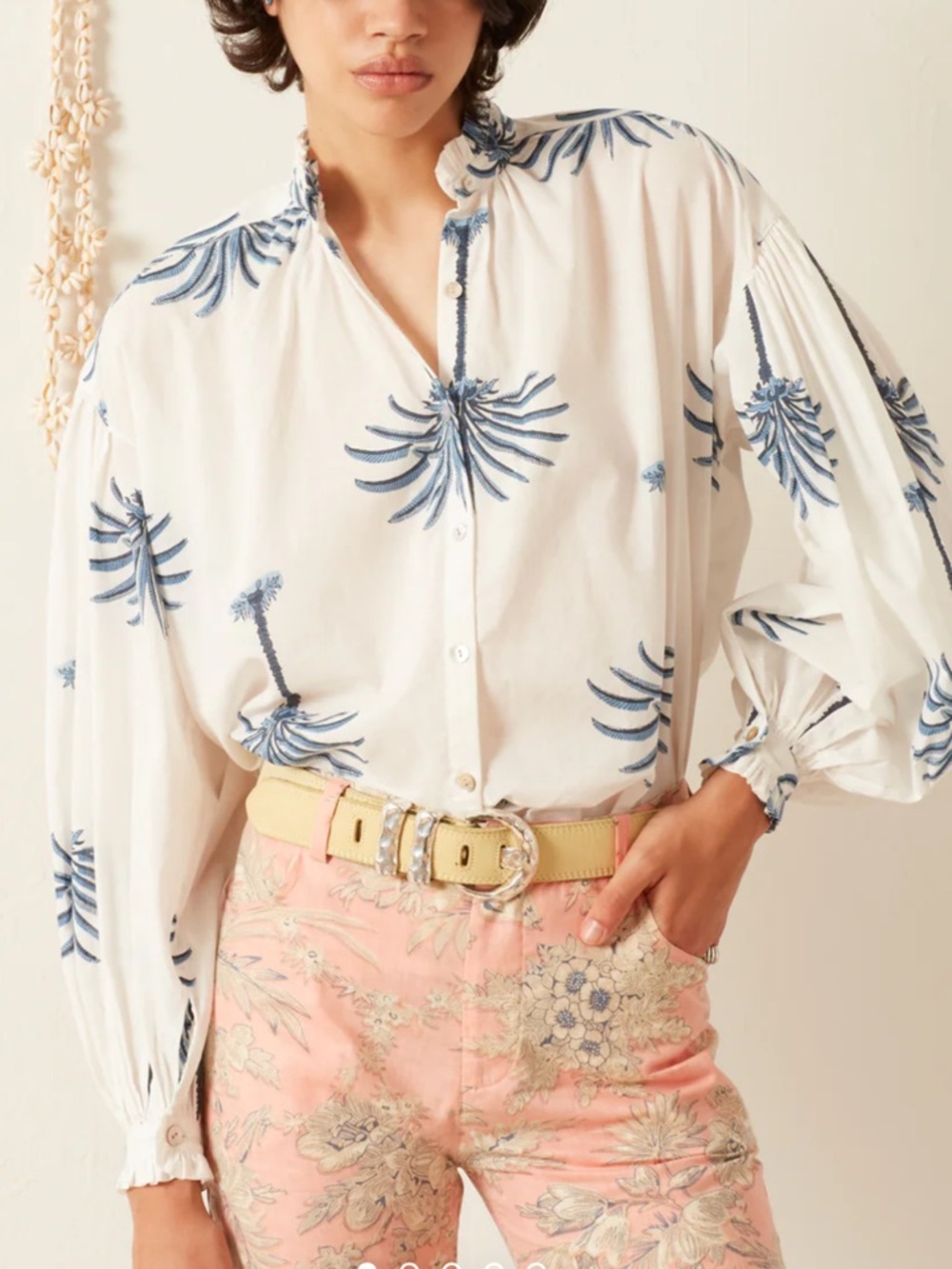 NWT Alice of Bohemia poet indigo palm blouse size XS